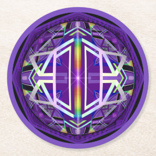 Purple W3 Round Paper Coaster