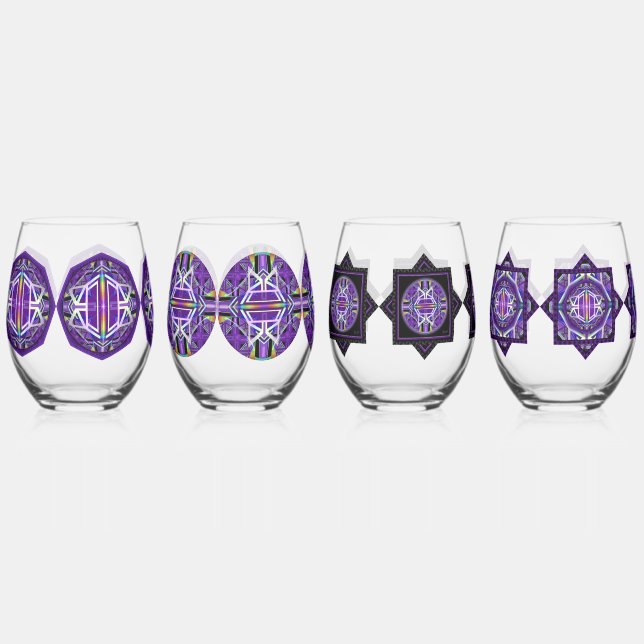 Purple W3 Stemless Wine Glass (Front)
