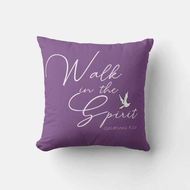 Purple Walk in the Spirit Bible Verse Cushion (Front)
