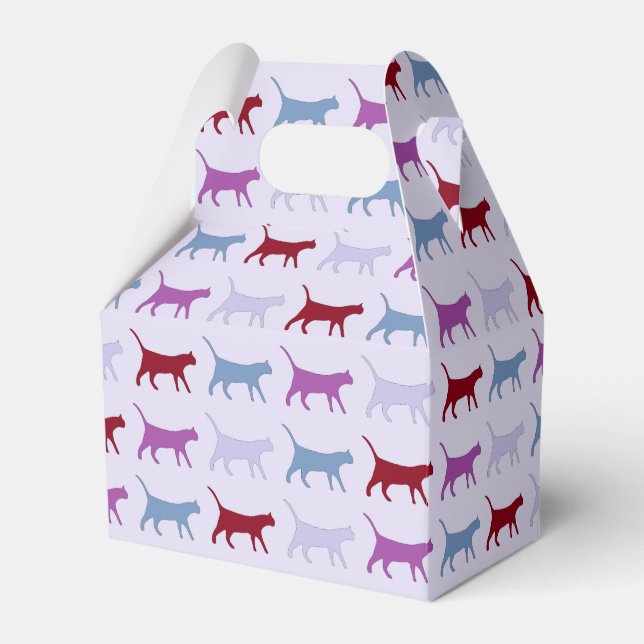 Purple Walking Cat Pattern Favour Box (Front Side)