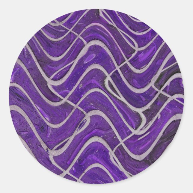 purple wall abstract classic round sticker (Front)