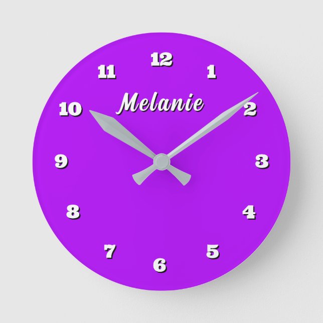 Purple Wall Clock Personalized Custom Name (Front)