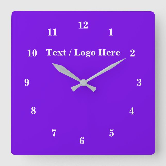 Purple Wall Clock with Your Text Choose Colours (Front)