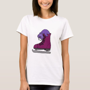 Purple Walrus in Ice Skate T-Shirt