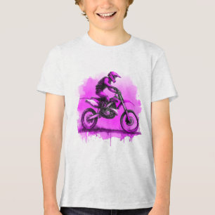 Purple Water Colour Dirt Bike  Tri-Blend Shirt