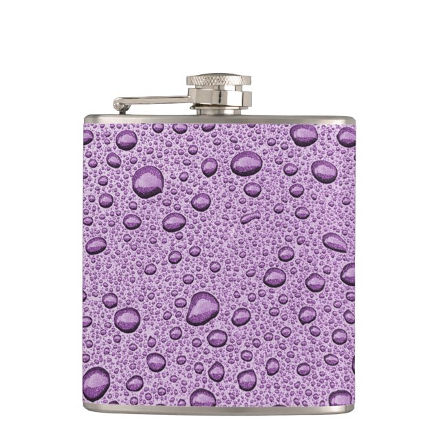 Purple water droplets hip flask (Front)