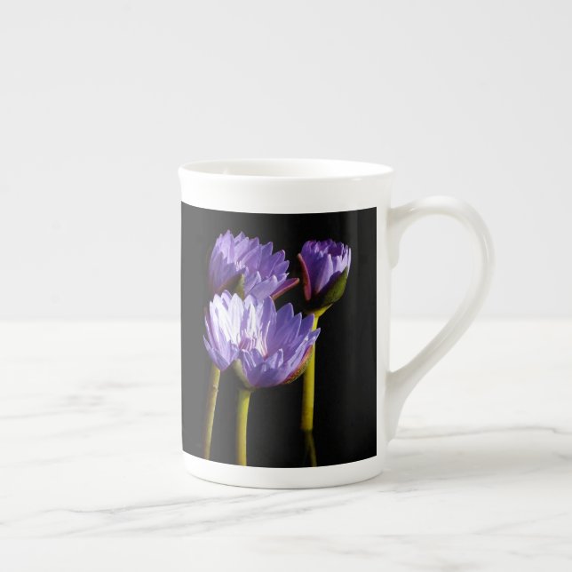 Purple Water Lilies Bone China Mug (Right)