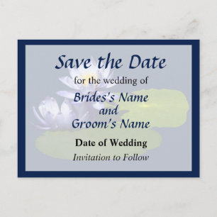 Purple Water Lilies in Sunshine Save the Date Announcement Postcard