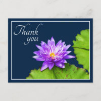 Purple Water Lily And Pad In Blue Water Thank You