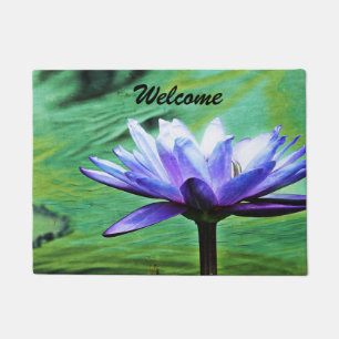 Purple Water Lily Door Mat