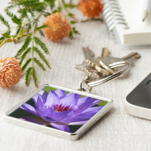 Purple Water Lily Key Ring