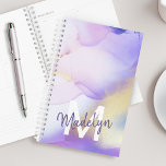 Purple Watercolor Abstract Girly Luxury Monogram Planner<br><div class="desc">Easily personalise this glamourous style abstract lilac watercolor paint and faux gold spray background with your custom details.</div>