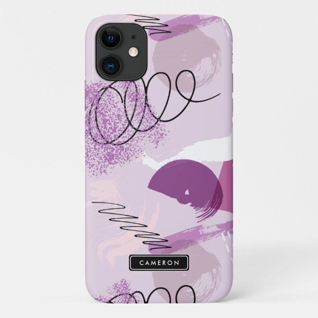 Purple Watercolor Abstract Pattern Monogram Case-Mate iPhone Case (Back)
