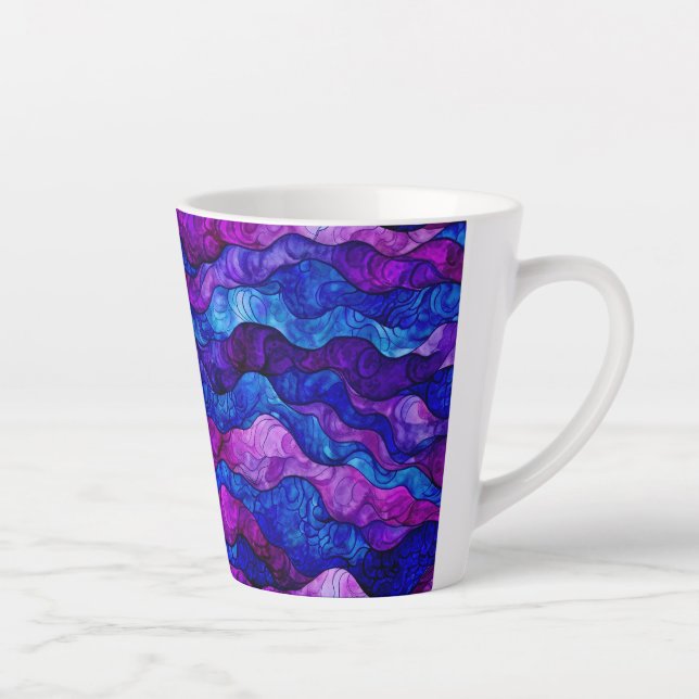 Purple watercolor abstract ripples mug (Right)