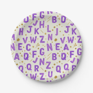 Purple Watercolor Alphabet Paper Plate