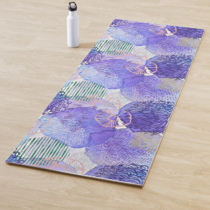 Purple watercolor art vibrant energetic art yoga mat