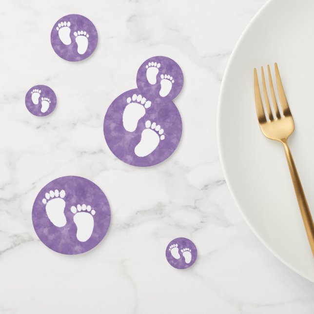 Purple Watercolor Baby Shower Foot Print Confetti (Group)