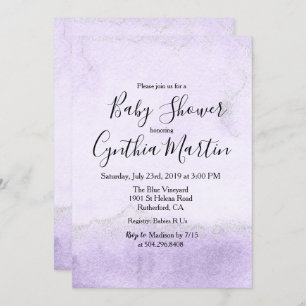 Purple Watercolor Baby Shower Invitation