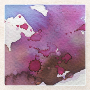 Purple Watercolor Background Glass Coaster