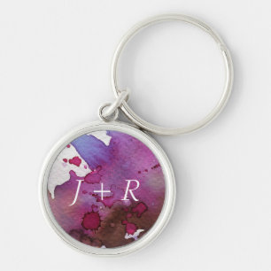 Purple Watercolor Background Key Ring