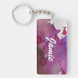 Purple Watercolor Background Key Ring