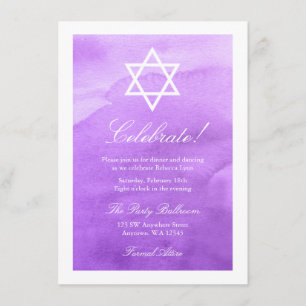 Purple Watercolor Bat Mitzvah Reception Invitation