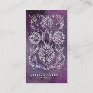 Purple Watercolor Bohemian Floral Business Card