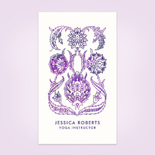 Purple Watercolor Bohemian Yoga Teacher Business Card