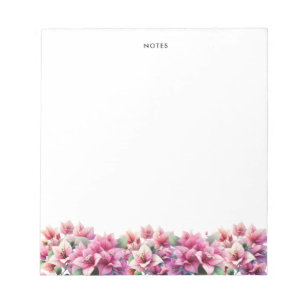 Purple Watercolor Bougainvillea Pattern Floral Notepad