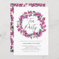 Purple Watercolor Bougainvillea Wreath Tea Party