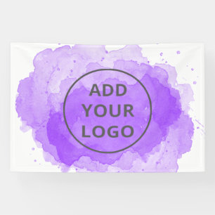 Purple watercolor brushstroke upload your logo ban banner
