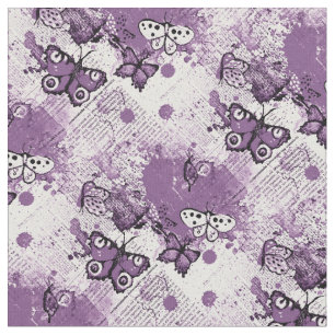Purple Watercolor Butterflies Pattern Girly Cute Fabric