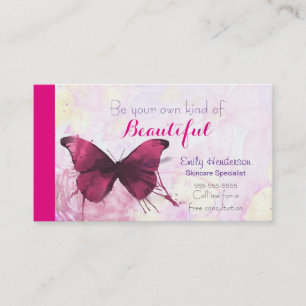 Purple Watercolor Butterfly on Pink and Yellow Business Card