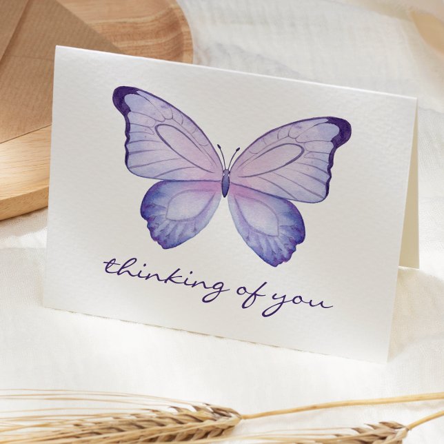 Purple Watercolor Butterfly Thinking of You Card (Creator Uploaded)
