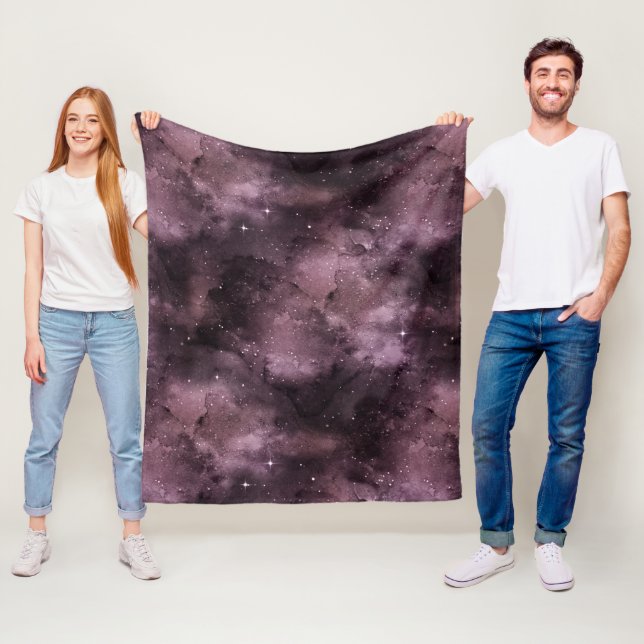 Purple Watercolor Celestial Sky Fleece Blanket (In Situ)