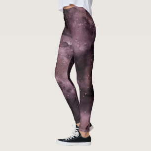 Purple Watercolor Celestial Sky   Leggings