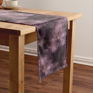 Purple Watercolor Celestial Sky   Short Table Runner