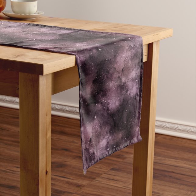Purple Watercolor Celestial Sky   Short Table Runner (In Situ)