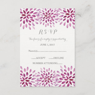 Purple Watercolor Chrysanthemum RSVP Card