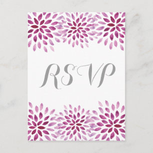 Purple Watercolor Chrysanthemum RSVP Postcard