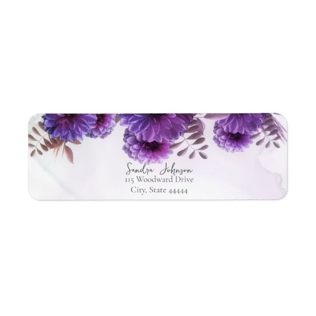 Purple Watercolor Chrysanthemum Wedding (Front)