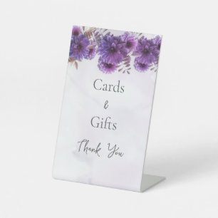 Purple Watercolor Chrysanthemum Wedding Pedestal Sign