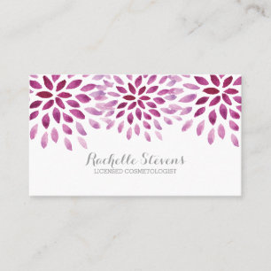 Purple Watercolor Chrysanthemums Business Card