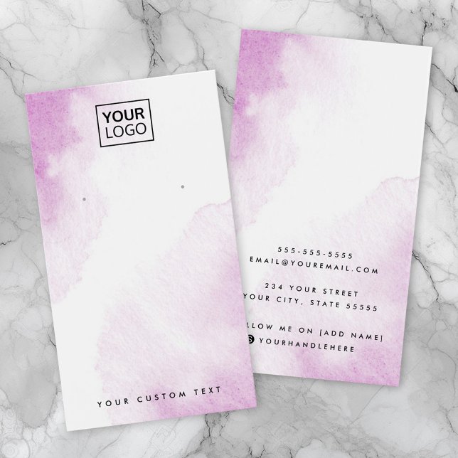 Purple watercolor custom logo earring display card (Purple watercolor custom logo earring display card)