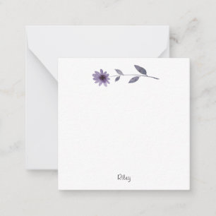 Purple Watercolor Daisy Note Card