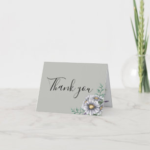 Purple Watercolor Daisy Thank You Card