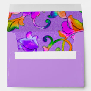 Purple Watercolor Damask Envelope