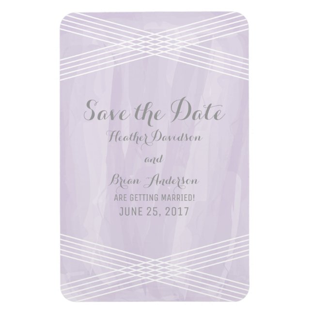 Purple Watercolor Deco Save the Date Magnet (Vertical)