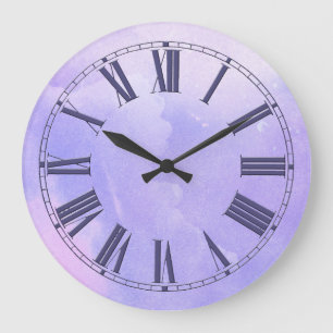 Purple Watercolor Effect Large Clock