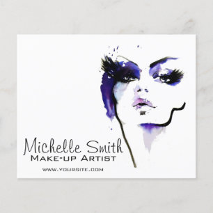 Purple watercolor face makeup artist branding flyer
